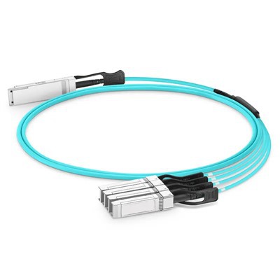 100G QSFP28 hingga 4x25g SFP28 AOC 100G QSFP28 Kabel optik aktif CE FCC 1-100 m